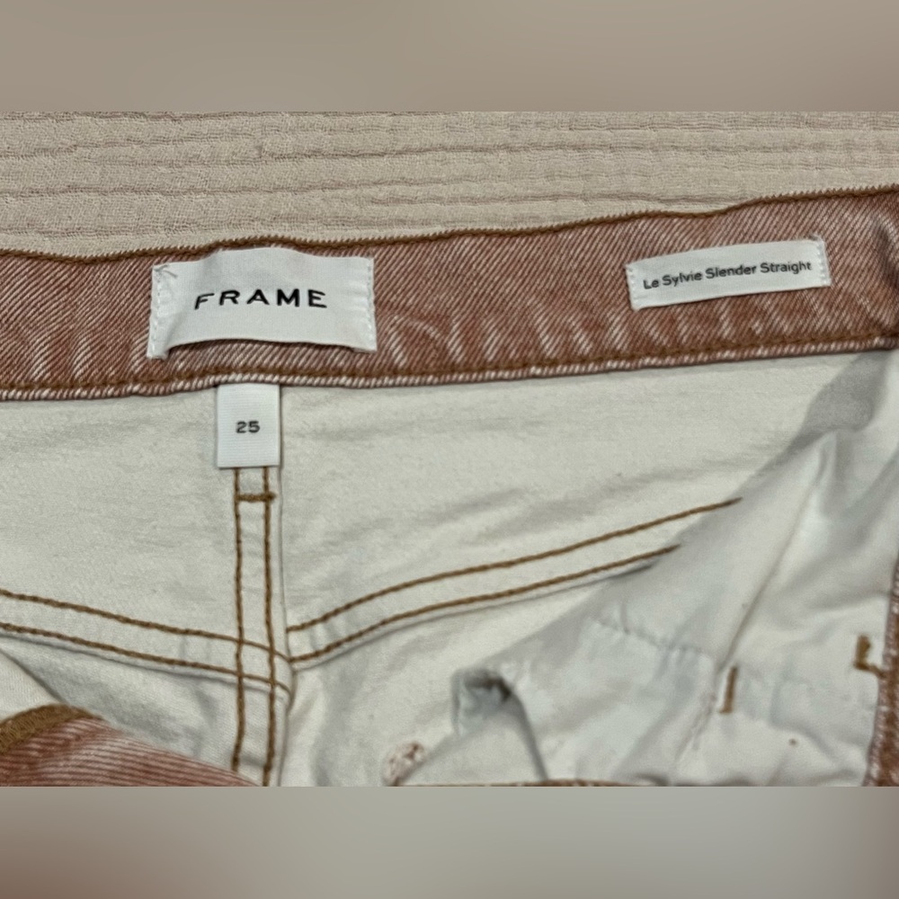 Frame Le Sylvie Super High Rise Jeans Slender Straight Ankle Size 25 Sand - Picture 8 of 14